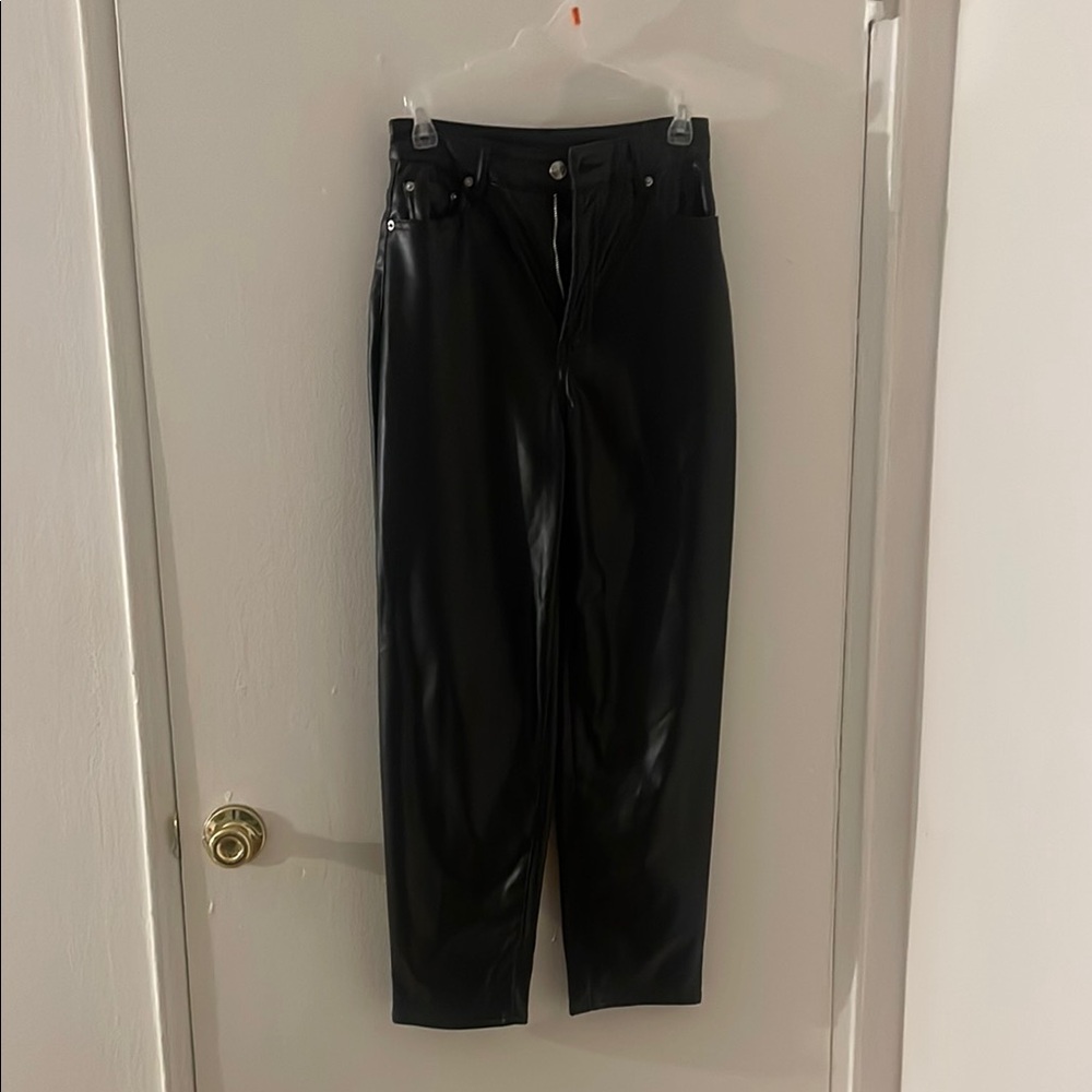 H&M Divided Black Faux Leather Pants Size 2